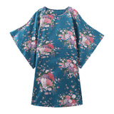 Women Loose Nightgown Sleepwear  Print Kimmono Kaftan Bath Gown Flower Plus Size