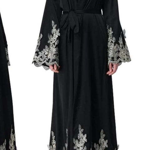 Abaya caftan Women  Gollden Silk Embroidery Long Coiat Middle East Long Robe