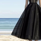 Black Evening Dresses 2019 Tea Length Tulle Formal caftan Long Evening Gown