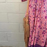 Flowy Ladies Womens caftan Bohemian Long Sleeve Tassel Irregular Beach Spring