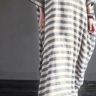 New Fashion Women Summer Short Sleeve Loose Long  Dress caftan Robe 2019