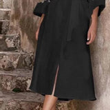 Women Summer Floral Print Midi caftan Dress Elegant Party Vestidos Robe