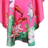 Women's new Style Printed Nightdress Kimono caftan Gown Peacock Sleepwear Plus