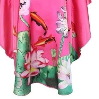 Women's new Style Printed Nightdress Kimono caftan Gown Peacock Sleepwear Plus