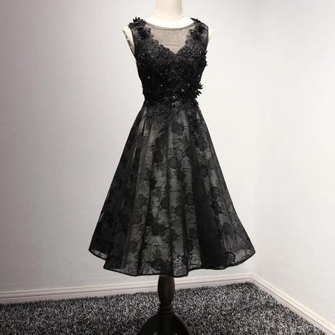 Kaftan Black Short Evening Lace Beaded Tea length Evening gown robe de soiree longue 2019