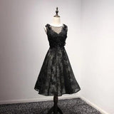 Kaftan Black Short Evening Lace Beaded Tea length Evening gown robe de soiree longue 2019