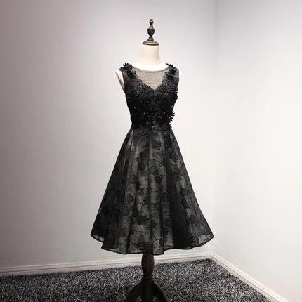 Kaftan Black Short Evening Lace Beaded Tea length Evening gown robe de soiree longue 2019