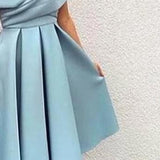 caftan Long Evening Gown Sky Blue ALiine Tea Length Party Prom Dresses Fast Delivery Stain
