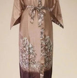 New Print Red caftan Robe With Belt Floral Nightgown Women Home Dress Gown 2019