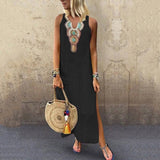 Women"s dress Split Hem Baggy Kaftan Long summer  beach causal Dress 2019