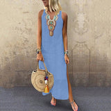 Women"s dress Split Hem Baggy Kaftan Long summer  beach causal Dress 2019