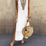 Women"s dress Split Hem Baggy Kaftan Long summer  beach causal Dress 2019